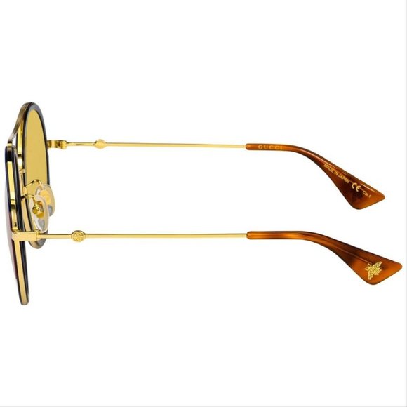 Gucci Round Women's Sunglasses Gold Frame with Brown Lens GG0061S 015 - Picture 2 of 4